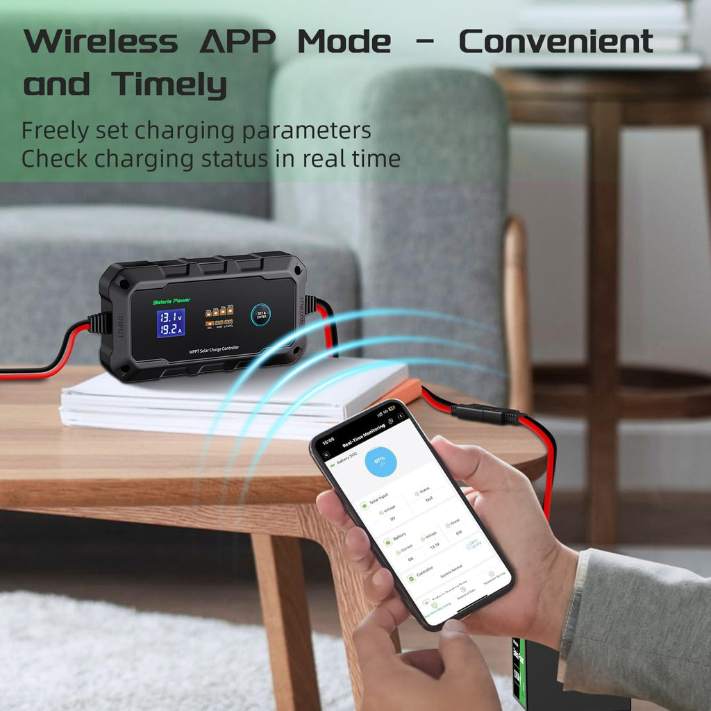 Innospo 10A 20A smart MPPT solar charge controller with Bluetooth app - product image 2